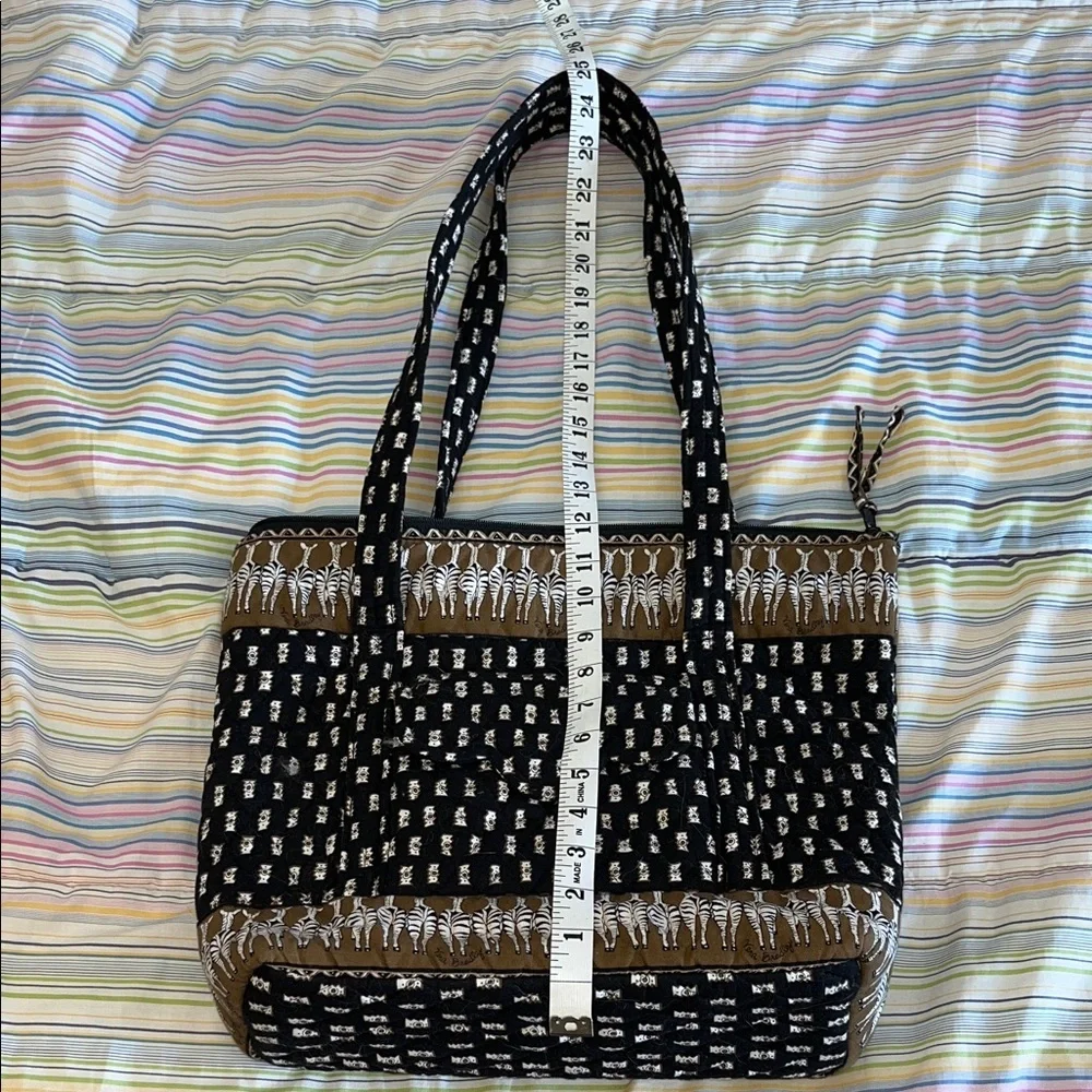 Vera‎ Bradley Black and Brown Zebra Patterned Quilted Tote